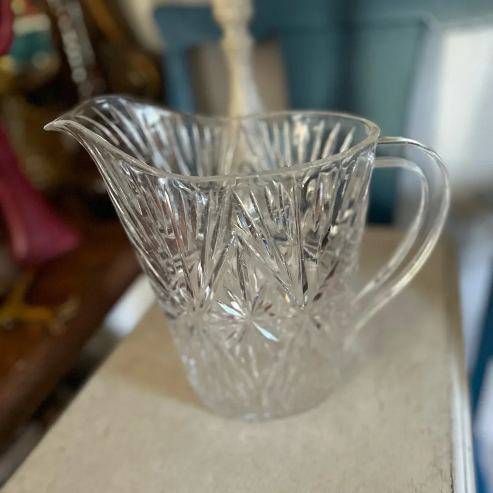 Vintage Diamond Cut Lucite Pitcher